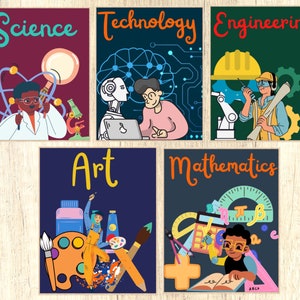 Affiches STEAM & STEM pour la science, la technologie, l'ingénierie, l'art, les mathématiques pour l'école, l'enseignant, le décor de classe STEAM Science, le décor préscolaire image 1