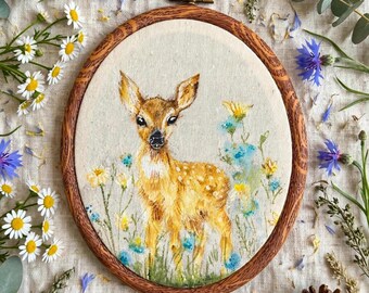 Hand Painted Deer Art, Woodland Animal Wall Decor, Rustic Deer Painting, Cottagecore Wall Art, Forest Nursery Decor, Nature Lover Gift
