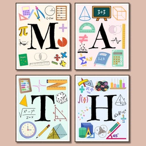 Math printable Mathematics printable Middle school decor High School wall art set Math posters Math classroom decor Math Class Gallery Wall