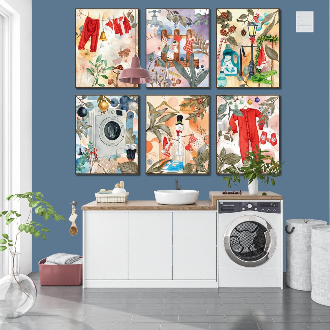 Laundry Room Christmas Decor Set of 6 Christmas Wall Art Laundry Room ...