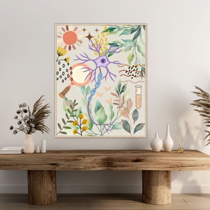Neuron Watercolor Art Print, Brain Cell Anatomy Poster (digital ...