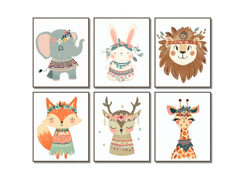 Woodland Boho Nursery Prints Nursery Art Forest Nursery Etsy