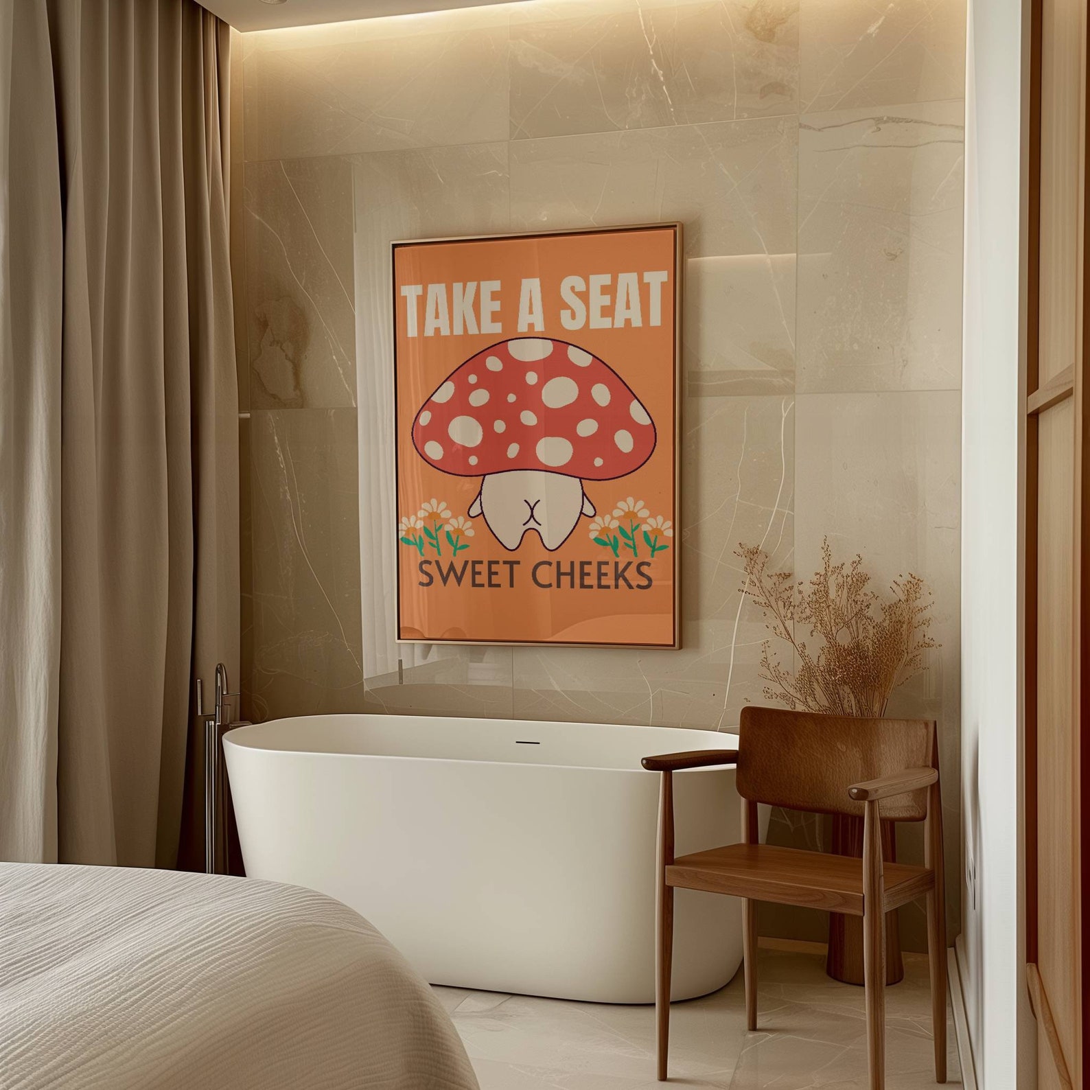 Funny Toilet Printable Poster Retro Bathroom Wall Art Take a Seat Sweet ...
