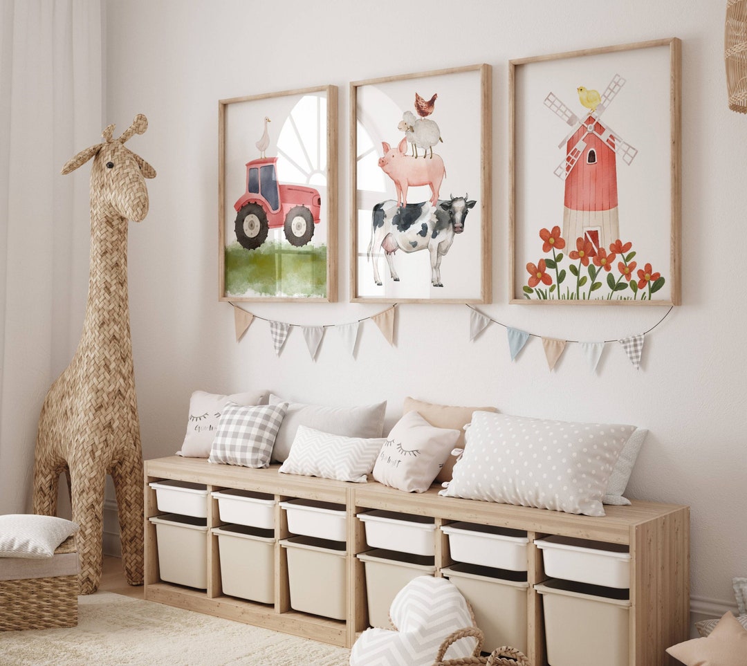 Farm Animals Wall Art Printable, Christmas Gift to Toddler, Farmhouse ...