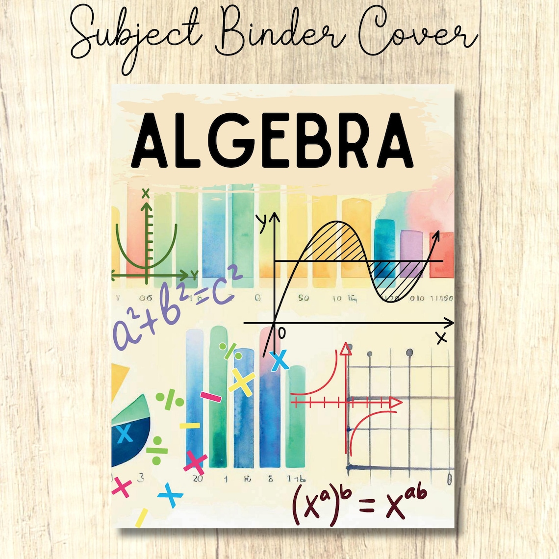 Algebra Subject Binder Cover Printable Back to School Teacher Binder ...