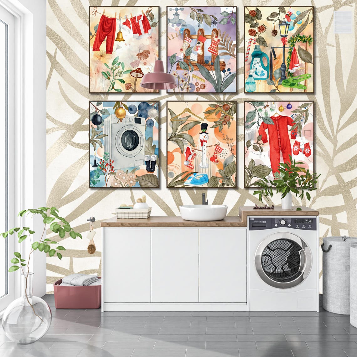 Laundry Room Christmas Decor Set of 6 Christmas Wall Art Laundry Room ...