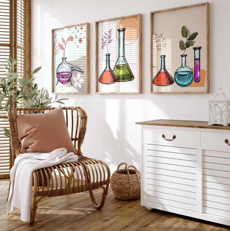 Science Decor Colorable Science Class Decor Chemistry Classroom Wall Prints Laboratory Wall Art ...