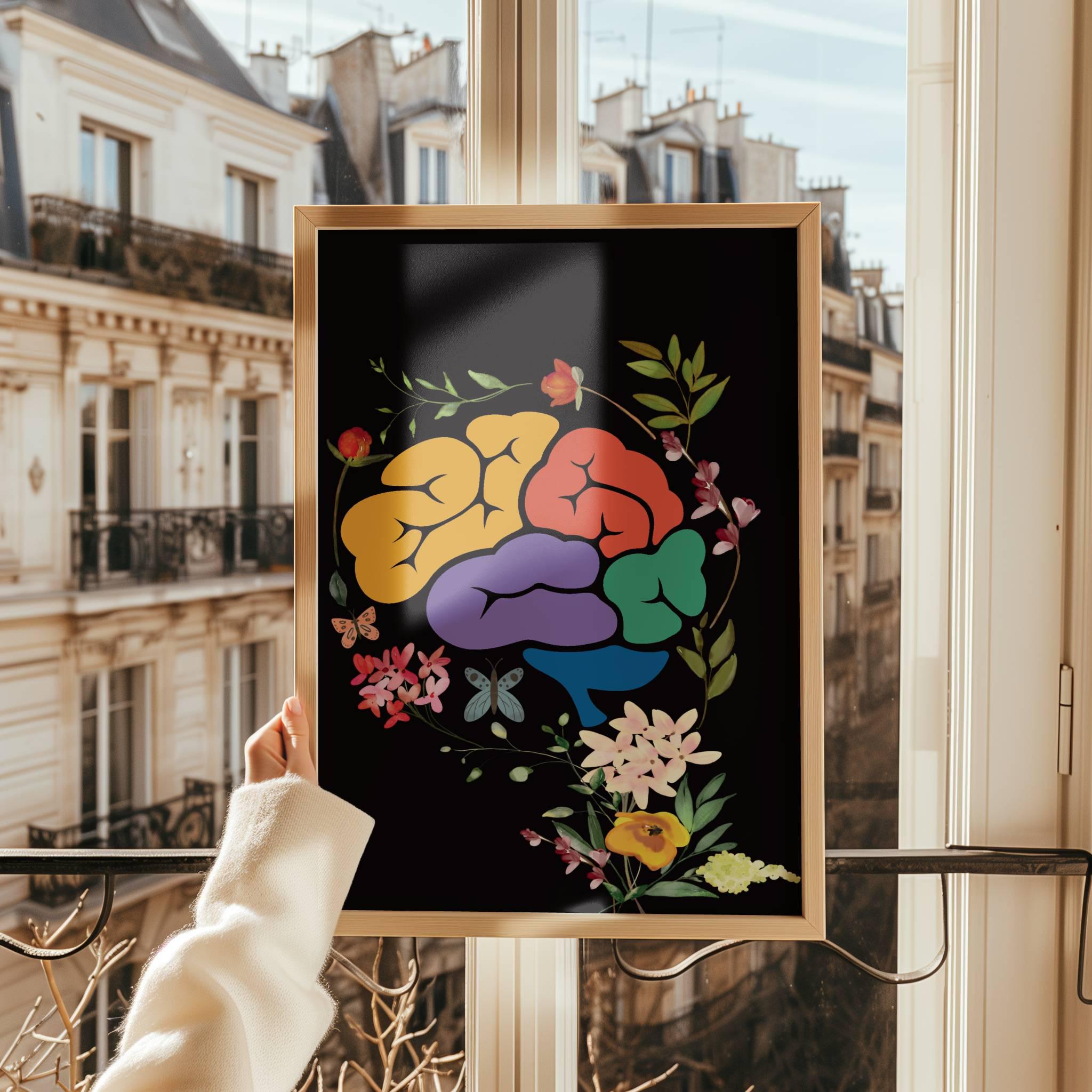 Brain Anatomy Wall Art Floral Art Medical Art Science Student Gift ...