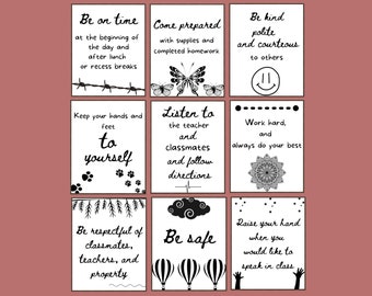 Afdrukbare posters met klasregels: basisschool, middelbare school (digitale download)