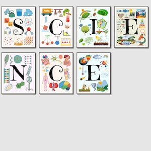Science Classroom Posters Science Wall Prints Chemistry Biology Physics Science Teacher Gift lab decor middle school poster study room decor