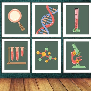 Science Class Gallery Wall, Classroom Decor, high school middle school, science art, biology class, chemistry, classroom art, kids room arts