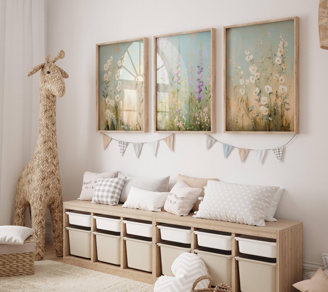 Wildflower Printable Art Nursery Wall Art Set of 3 Botanical Digital ...