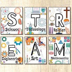 STREAM Educational Wall Decor Science Technology Religion Engineering Art Mathematics classroom decor STEAM Printable Poster Stem decor
