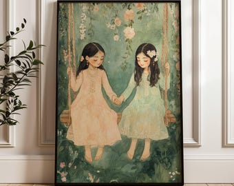 Punjabi Girl Print Sisters print best friend wall art  Indian Girl South Asian Art Print Poster Indian Home Decor girl room decor Desi Girl