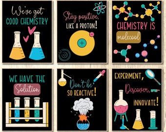 Chemistry inspired posters Chemistry classroom decor Chemistry puns bulletin board decor Science posters Chemistry teacher back to school