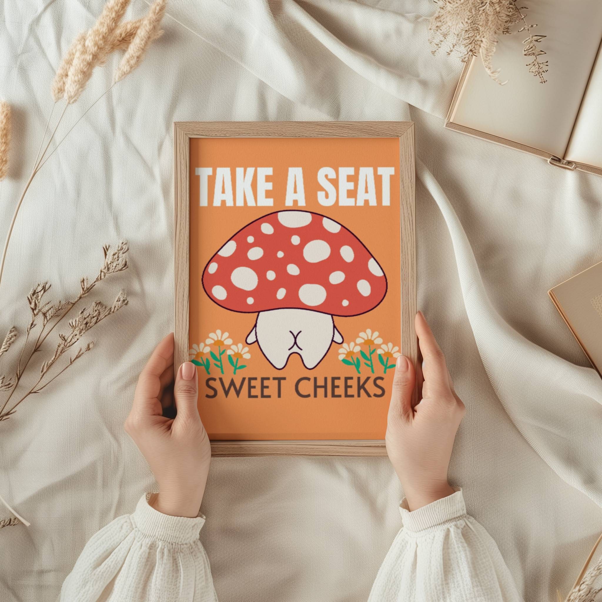 Funny Toilet Printable Poster Retro Bathroom Wall Art Take a Seat Sweet ...