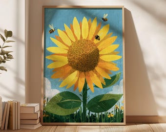 Sunflower home decor living room wall art autumn wall art fall wall decor seasonal wall decor floral wall painting sunflower home decor