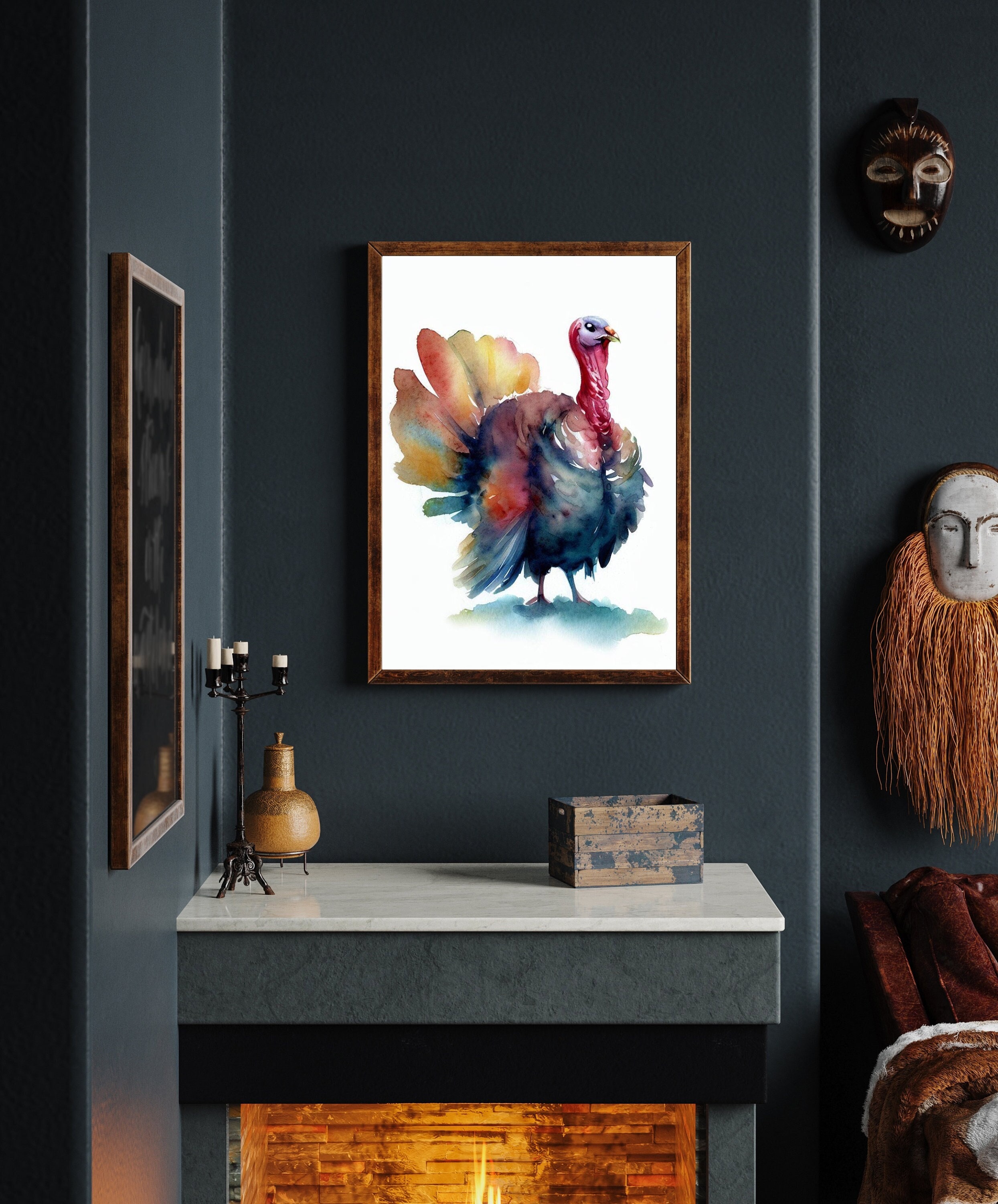 Thanksgiving Decor, Turkey Art Print, Watercolor Painting, Thanksgiving ...