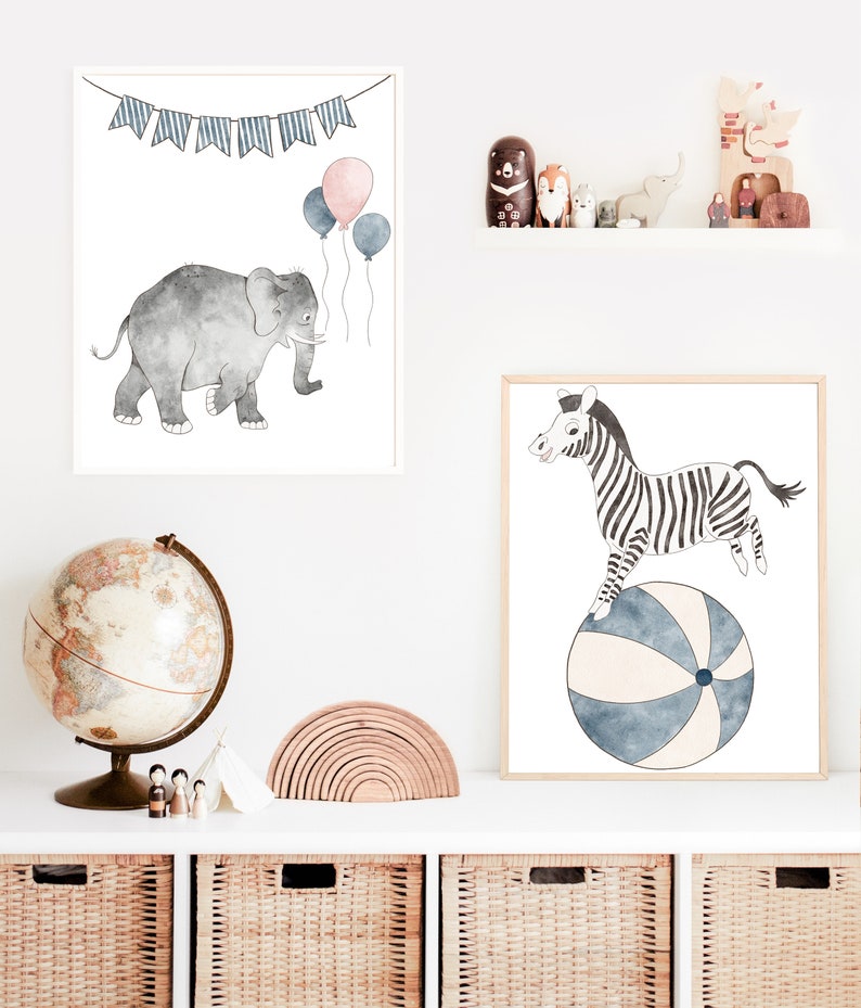 Circus Animals Nursery Art Set of 6, Play Room Decor, Circus Kids Wall ...