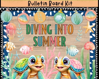 Summer Bulletin Board Kit Ocean Bulletin Board Kit Under the Water Class Theme Back to School End of Year Bulletin Board Kit Turtle Bulletin