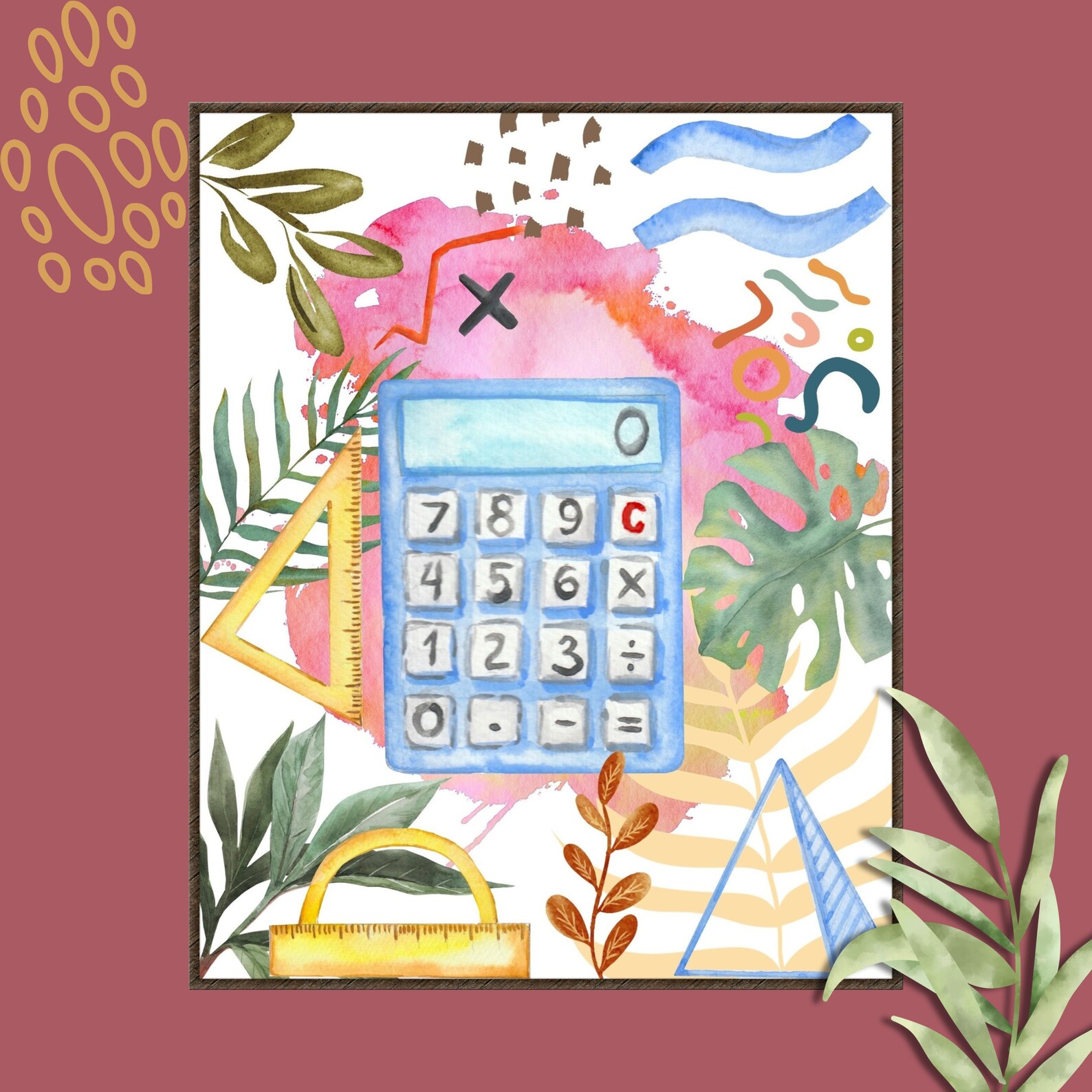 Math Wall Prints, Boho Watercolor Prints, Boho Classroom Wall Art ...