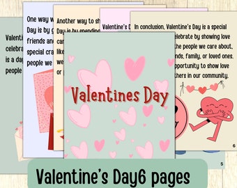 Valentine’s Day ebook, Homeschool Learning Materials, Educational Material, Gift for kid, preschool book, elementary school valentines day