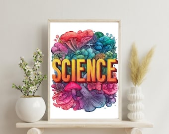 Science poster, watercolor Print, science Classroom Wall Art, science lab decor, science door decor, back to school, school decor, science