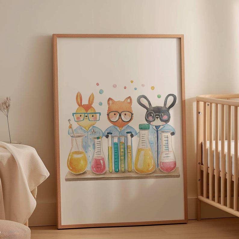 Science Printable Art Science Theme Nursery Decor Cute Gift for Baby