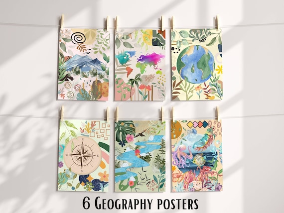 geography posters world geography bulletin board decor educational posters middle high school grade decor earth science print geology print