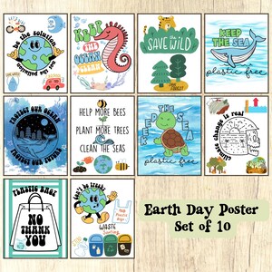 Earth Day Poster Set for Classroom decor set of 10 Earth Day Bulletin Board Motivational Messages Decor Cute Earth Day posters Earth Day