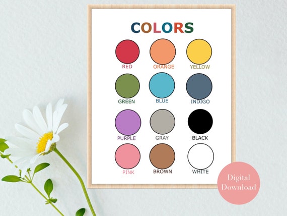 Colors Poster Colors Print Printable Educational Poster - Etsy