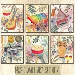 12 Music Wall Art Set, Abstract Musical Instruments Music Room Decor, Musical Instruments Art, Instruments Wall Art, music classroom decor