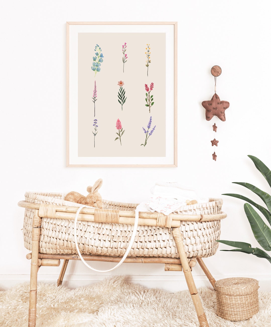 Watercolor Flower Print Boho Nursery Wall Art Printable Floral Nursery