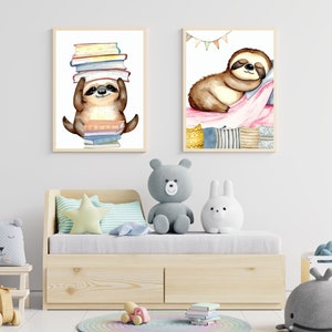 Set of 12 Sloth Printable Wall Art, Sloth Prints, Sloth Wall Art, Funny ...