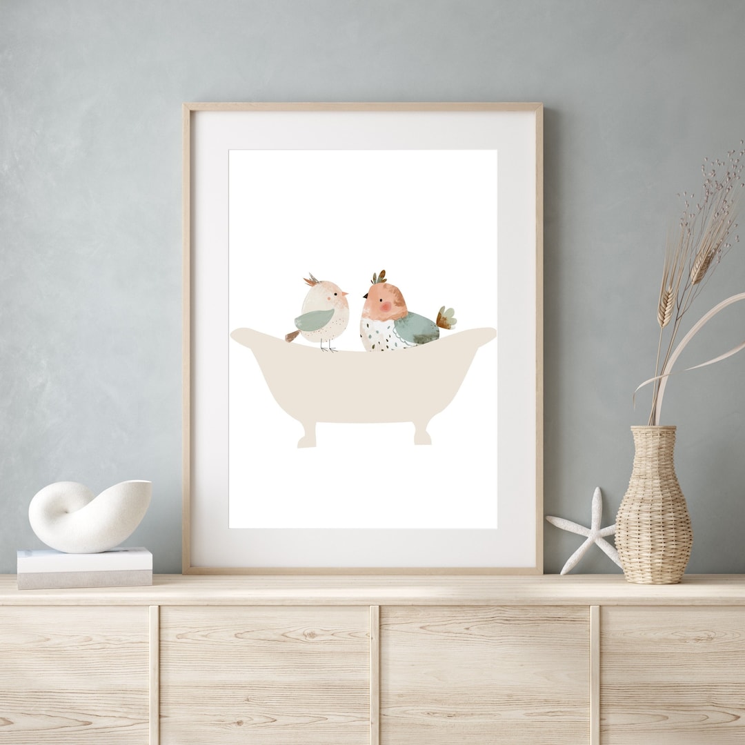 Bathroom Wall Decor, Minimalist Wall Art, Gender Neutral Wall Art, Bird ...