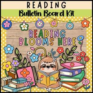Reading Month Classroom Bulletin Board Spring bulletin board Printable Classroom Bulletin Board Kit  Door Decoration Library Nature Flower