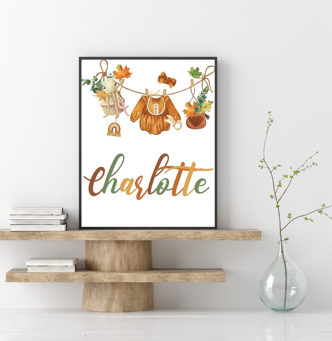 Personalised Nursery Name Print, Autumn Nursery Decor, Custom Boys ...