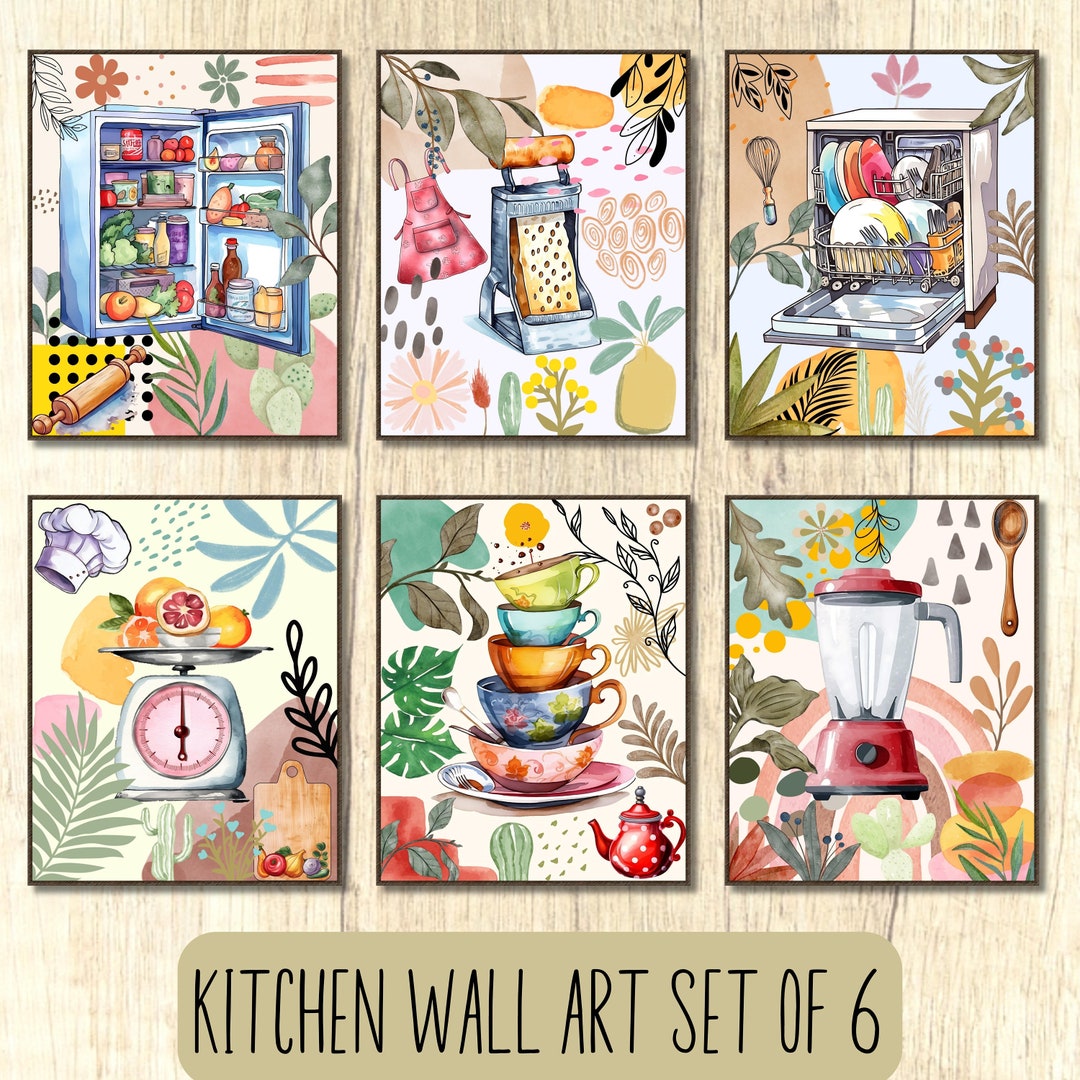 Kitchen Wall Art Set of 6 Kitchen Gallery Wall Art Set Etsy