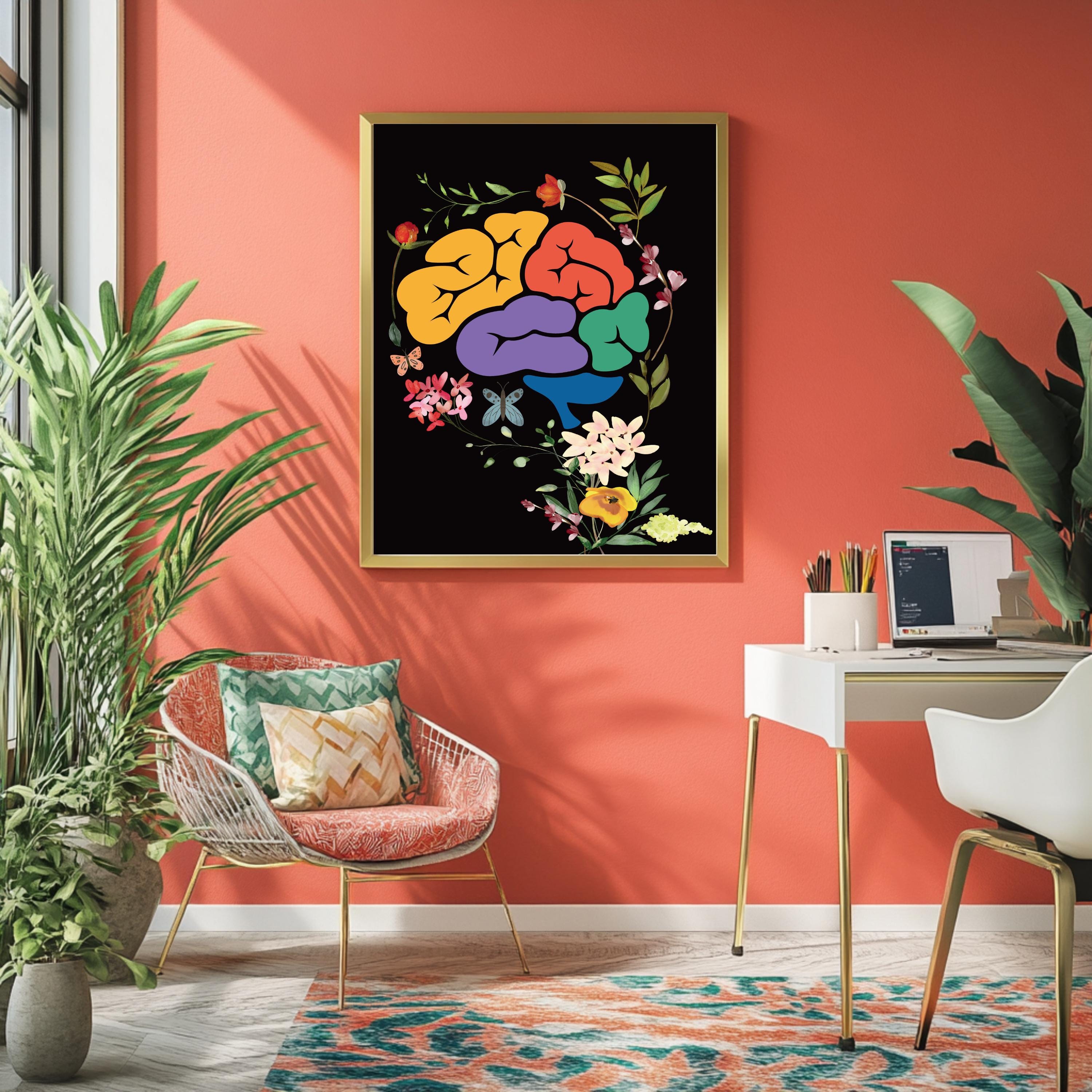 Brain Anatomy Wall Art Floral Art Medical Art Science Student Gift ...