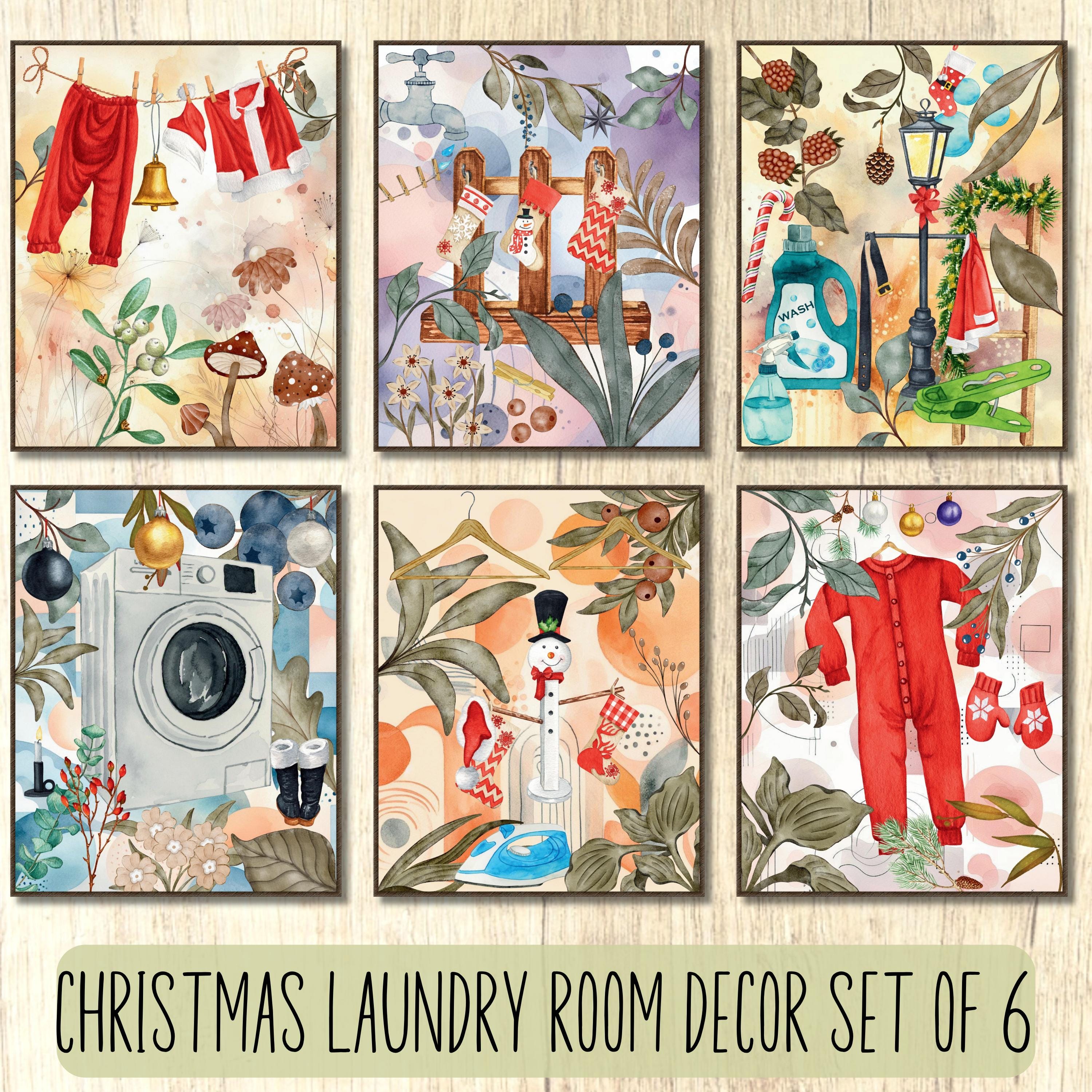 Laundry Room Christmas Decor Set of 6 Christmas Wall Art Laundry Room ...