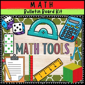 Math Bulletin Board Modern Classroom Decorations Math tools Math Classroom Door Decor Kit classroom door decor back to school elementary