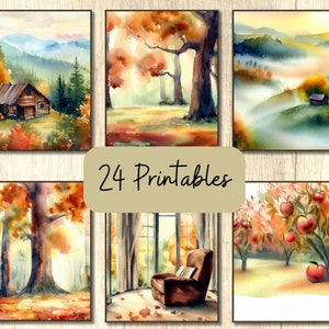 Herbst Galerie Wand Druck SET von 24 Herbst druckbare Kunst Galerie Wand Herbst Herbst Wand Dekor druckbare Aquarell Gemälde Herbst Wand Druck
