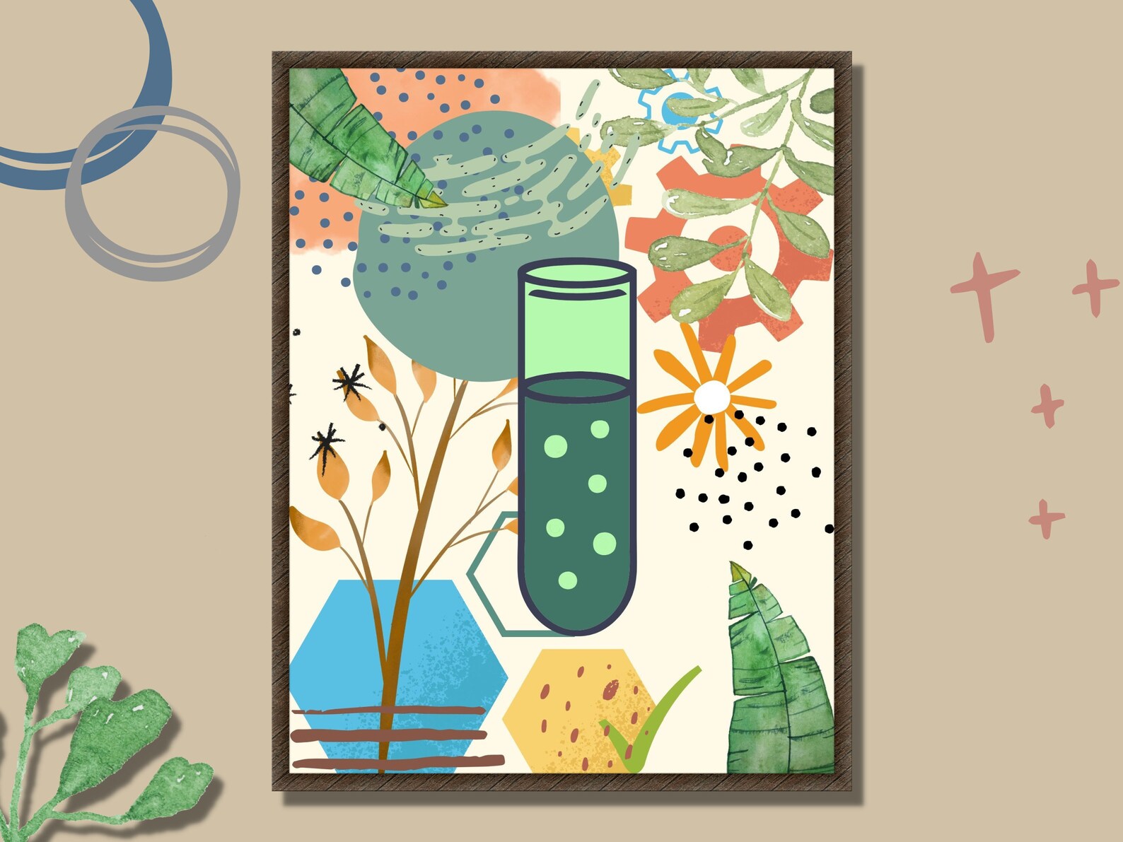 Science Wall Prints Boho Watercolor Prints Green Prints - Etsy