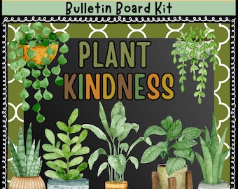 Plant Bulletin Board Kit Boho Neutral Plant Classroom Decor SPRING Bulletin Board Spring Classroom Door Decor April and May Bulletin Board