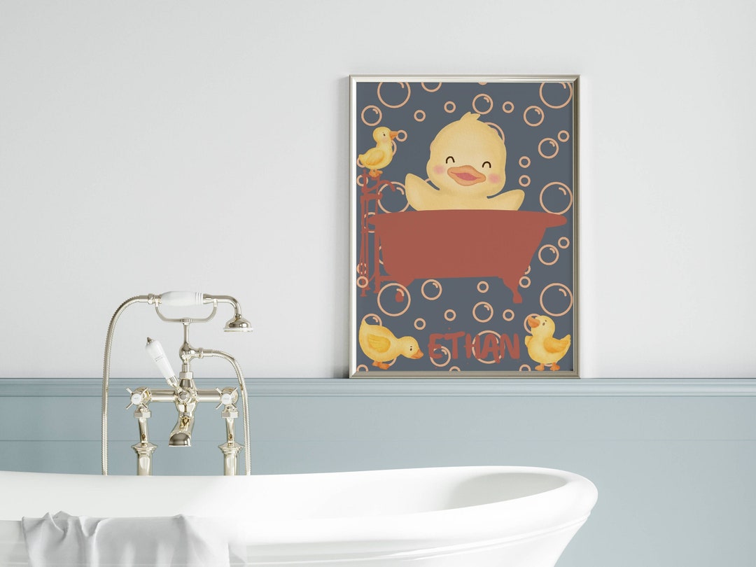 Kids Bathroom Ducks Wall Art Personalized Kid Duck Bathroom Print Kids ...