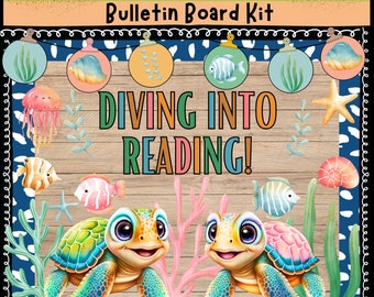 Reading Bulletin Board Kit Library Bulletin Board Classroom Printable Decor Back to school bulletin board Reading corner decor door decor