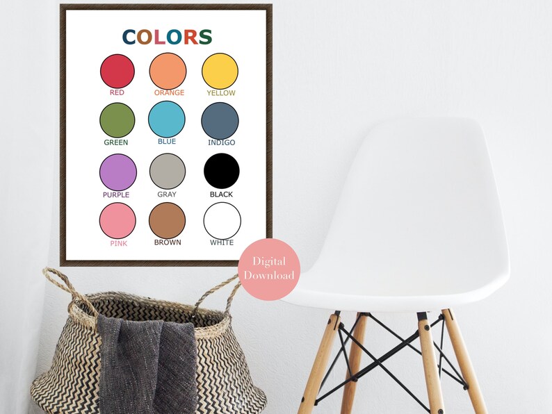 Colors Poster Colors Print Printable Educational Poster - Etsy