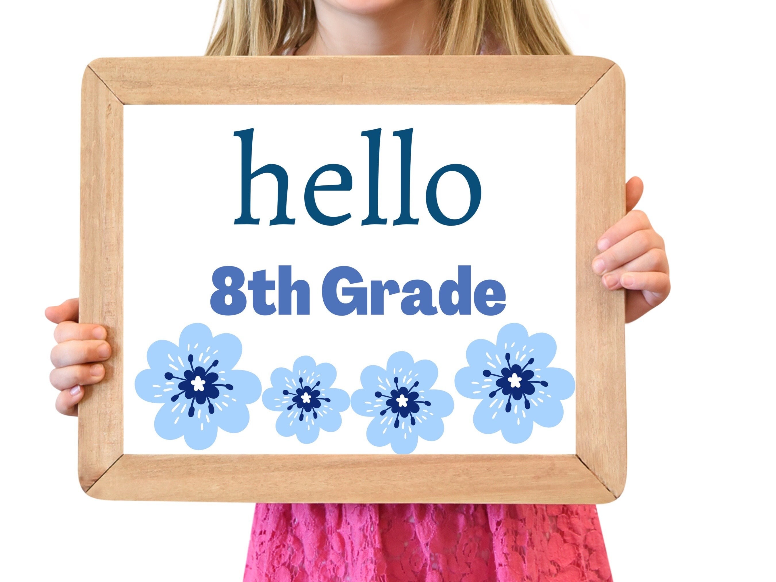 Hello 8th Grade Sign, First Day of Eighth Grade Girl Sign, Printable School Sign Girl First Day Sign, Instant Download, Gift for teacher
