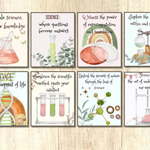 Science Gallery Wall set, Classroom Decor, high school middle school, science art, biology class, chemistry, classroom art, kids room arts