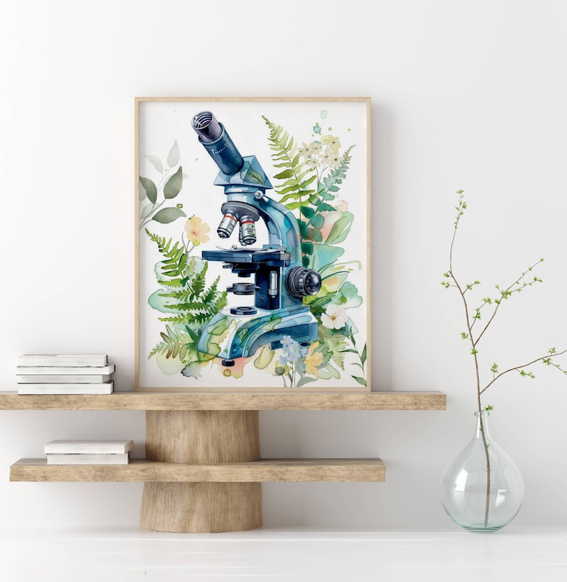 Microscope Art Science Printable Microbiology Art Gift to Coworker ...